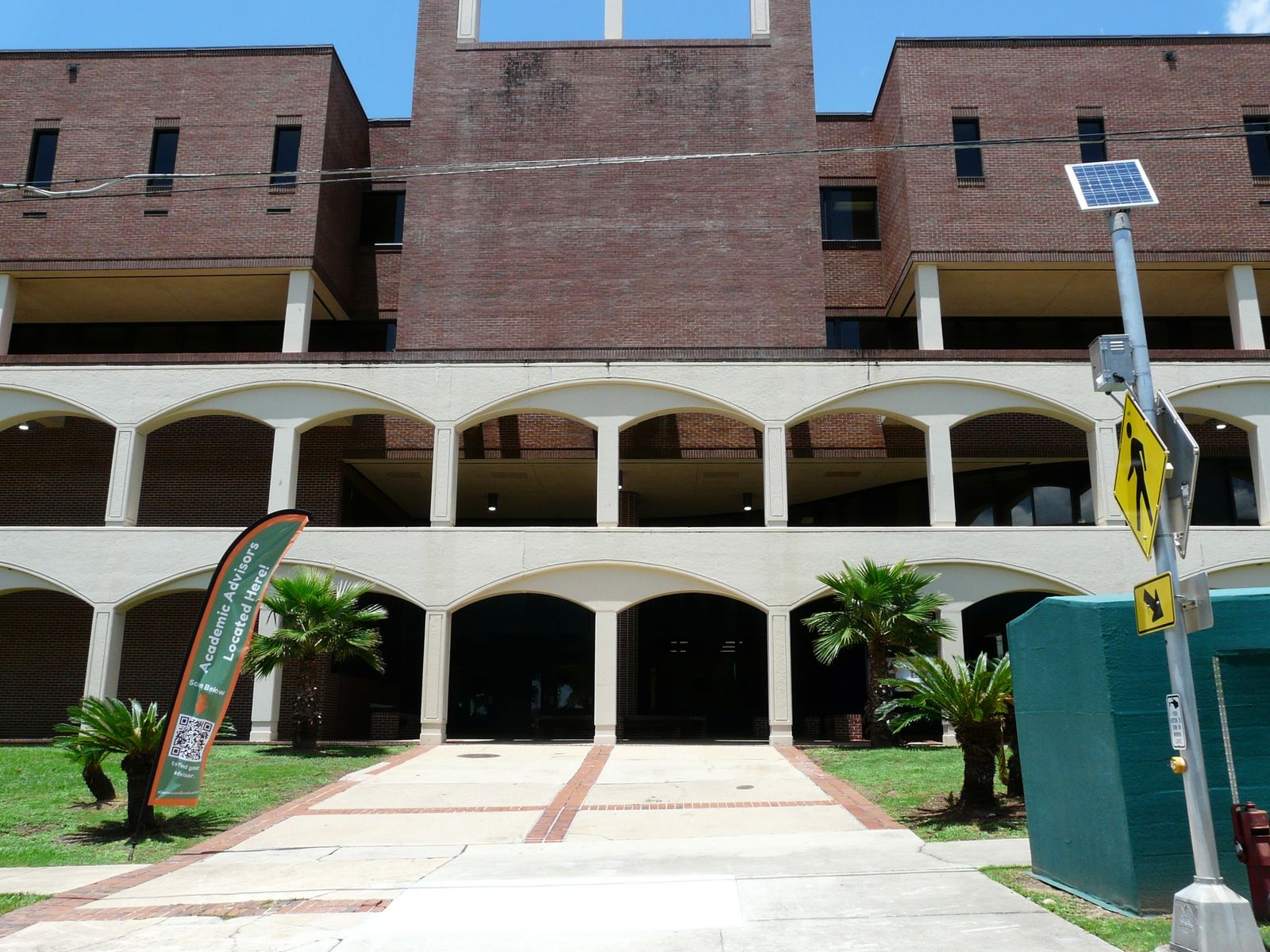 The Sybil C. Mobley Building, home of FAMU's School of Business and Industry, with its colonnade of white arches